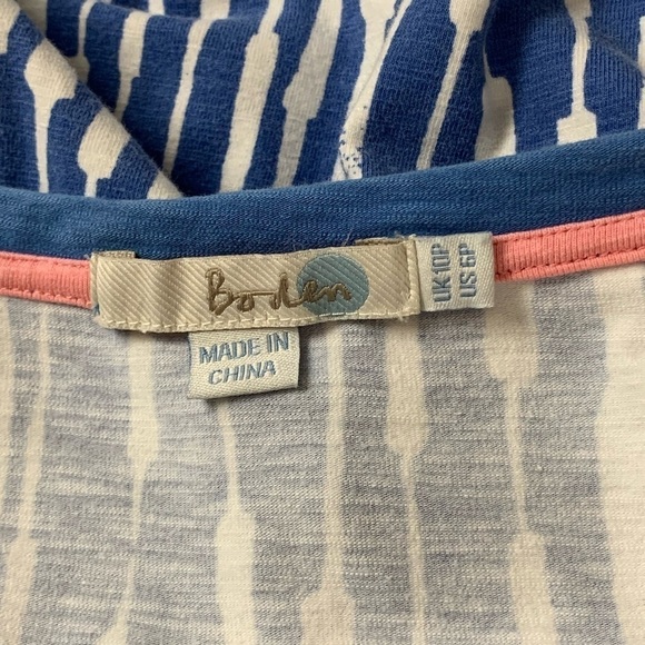 BODEN Striped summer dress size 6P 18 in pit L-35in ruched waist V neck - Picture 3 of 6